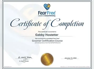 Fear Free grooming education diploma
